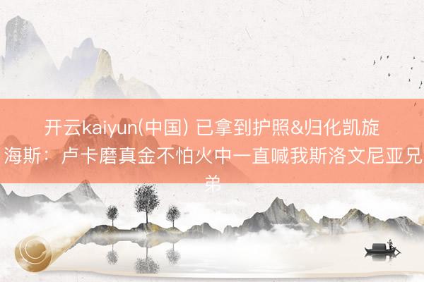 开云kaiyun(中国) 已拿到护照&归化凯旋！海斯：卢卡磨真金不怕火中一直喊我斯洛文尼亚兄弟
