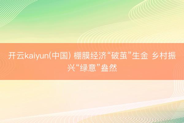 开云kaiyun(中国) 棚膜经济“破茧”生金 乡村振兴“绿意”盎然