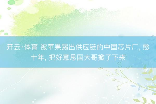 开云·体育 被苹果踢出供应链的中国芯片厂， 憋十年， 把好意思国大哥掀了下来