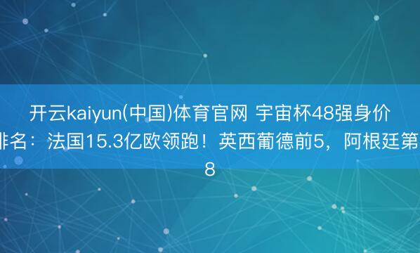 开云kaiyun(中国)体育官网 宇宙杯48强身价排名：法国15.3亿欧领跑！英西葡德前5，阿根廷第8
