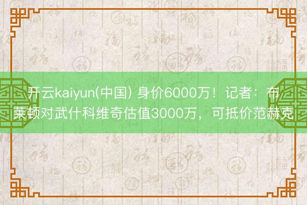 开云kaiyun(中国) 身价6000万！记者：布莱顿对武什科维奇估值3000万，可抵价范赫克