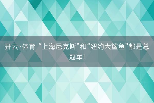 开云·体育 “上海尼克斯”和“纽约大鲨鱼”都是总冠军!