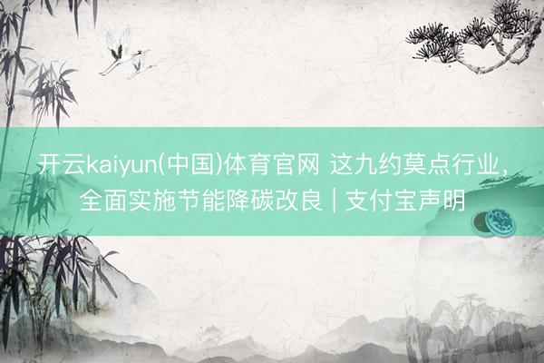 开云kaiyun(中国)体育官网 这九约莫点行业，全面实施节能降碳改良 | 支付宝声明